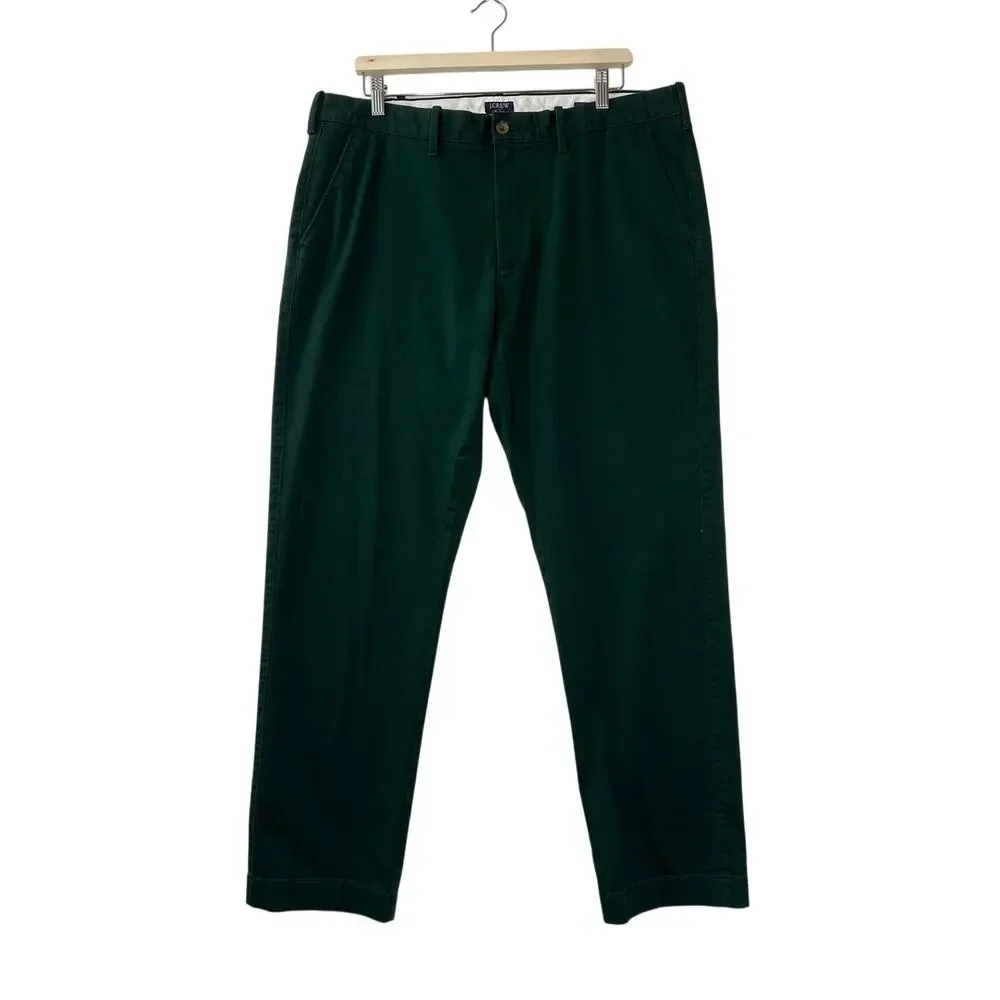 J. Crew Straight Fit Flex Chino Pants H3186 Dark Green W38 L32 Cotton Workwear